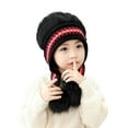 thumbnail image 2 of harmtty Winter Kids Beanie Hat Three Pompom Thicken Warm Ear Children's Knitted Hat for 2 7T Boys Girls Baby Accessories Black, 2 of 8