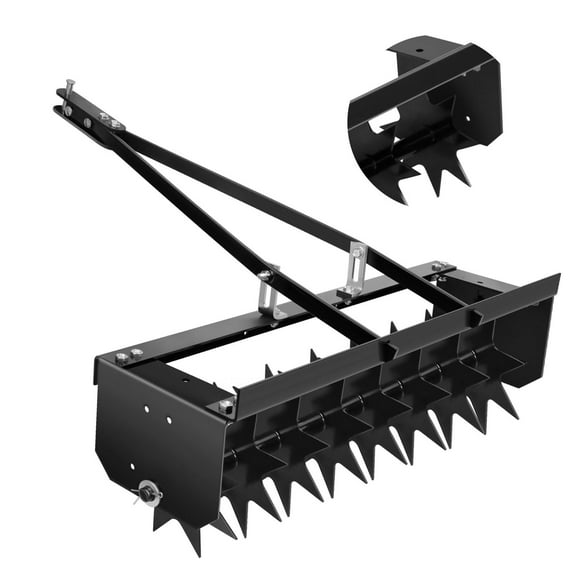 1.35 Inch Tow Spike Aerator Tool, Tow Behind Lawn Aerator, 200LBS Capacity Heavy-Duty Core Aerator Tool, for Yard, Garden, Farm Black​
