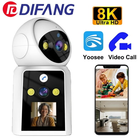 DIFANG Yoosee 4K Dual Screen Two Way Video Call WiFi baby monitor Camera, Auto Tracking, Color Night Vision
