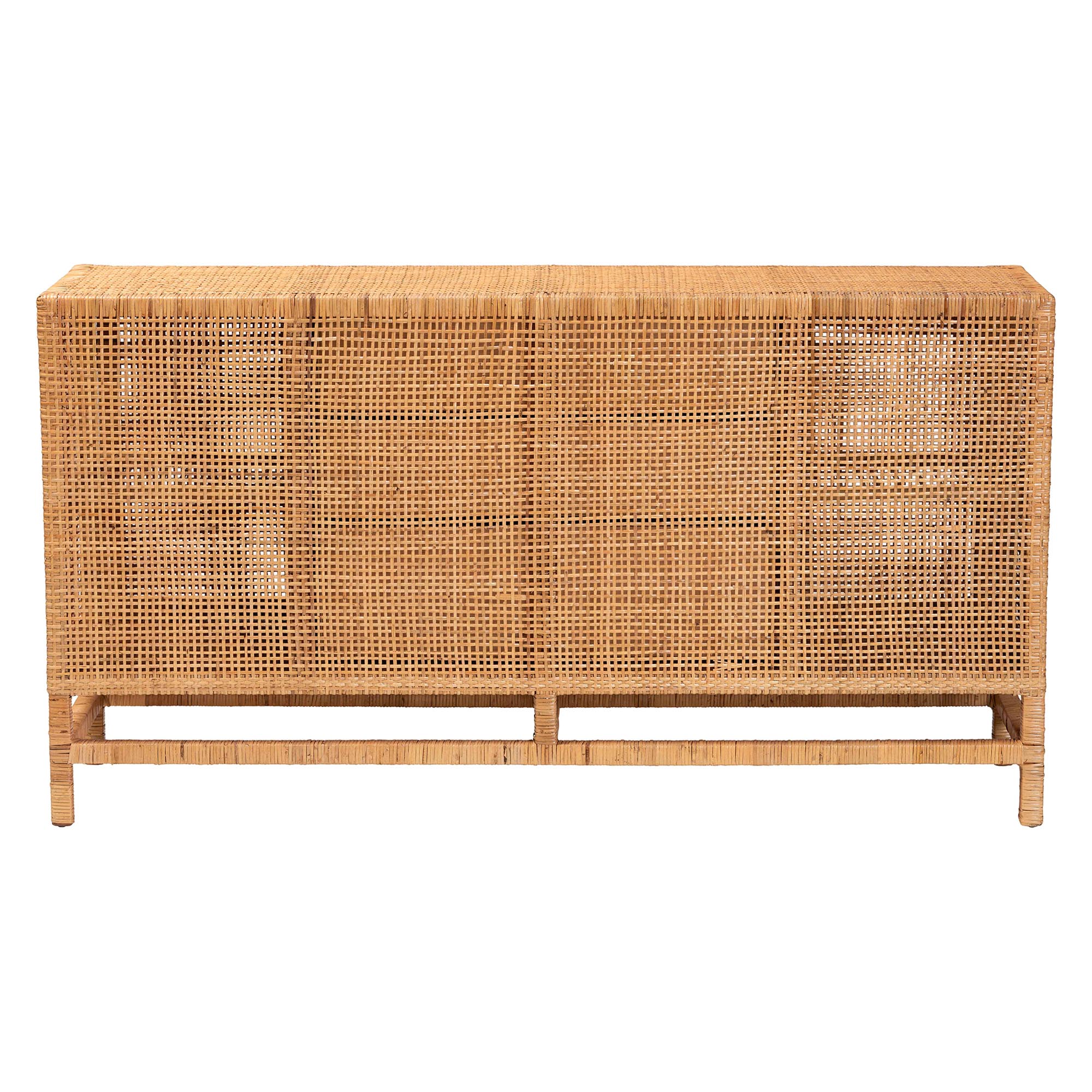 bali & pari Vivan Boho Storage Cabinet, 3-Drawer, 4-Shelf, Honey