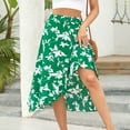 thumbnail image 3 of Summer Boho Skirts Women High Waist Floral Print Pleated Maxi Skirt Casual Flowy Swing A Line Irregular Beach Skirts, 3 of 7
