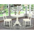 thumbnail image 4 of East West Furniture Antique 3-piece Wood Dining Set with Pedestal in Linen White, 4 of 4