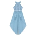 thumbnail image 3 of YUUMIN Kids Girls Shiny Beaded Halter Wedding Party Floral Lace Jumpsuit Chiffon Sleeveless Romper Sky Blue 8, 3 of 6