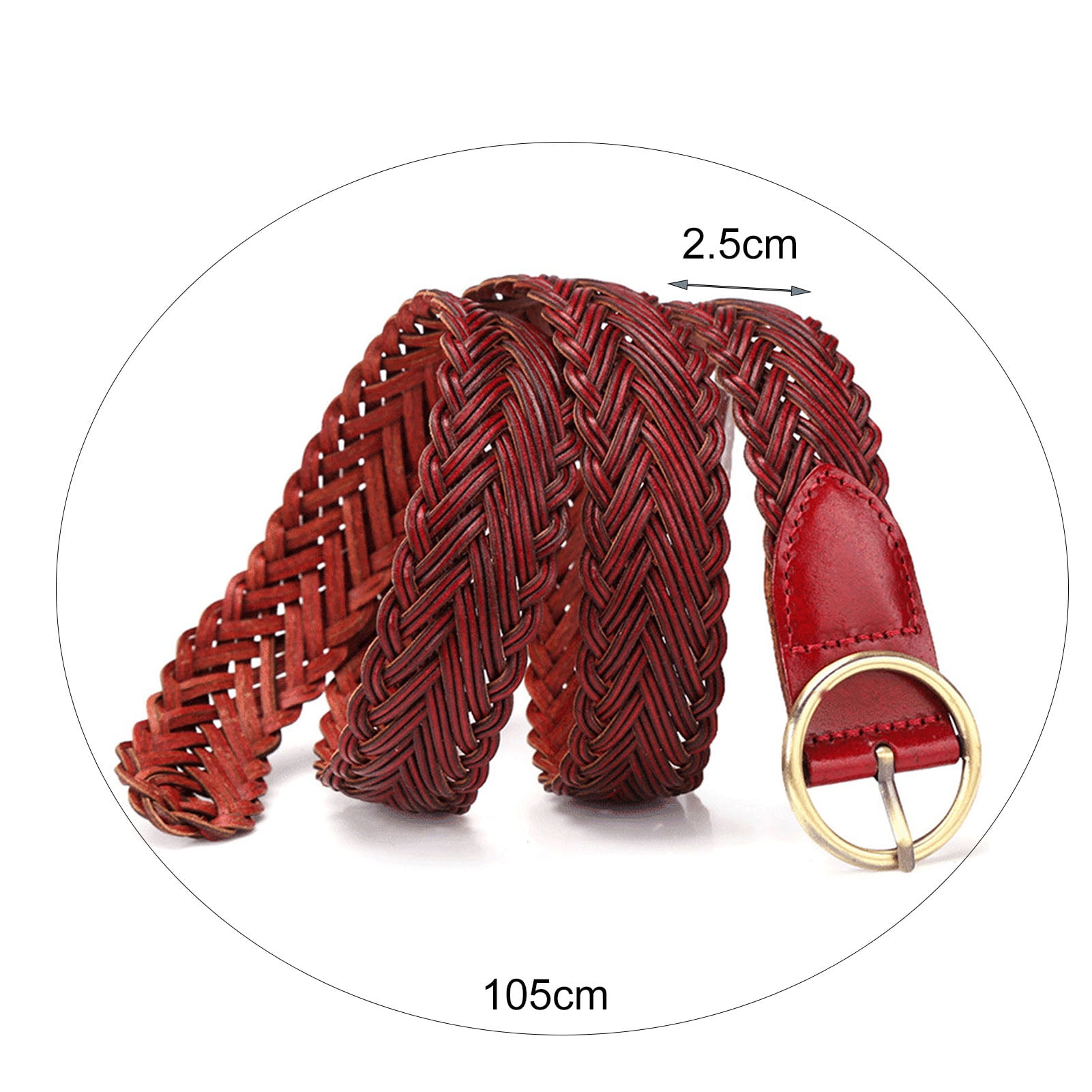 3 Pieces Women's Braided Leather Belt Skinny Woven Braided Belt O-ring  Buckle Leather Belt For Dress, Jean, Skirt, Pant(black, Brown, Light Brown)
