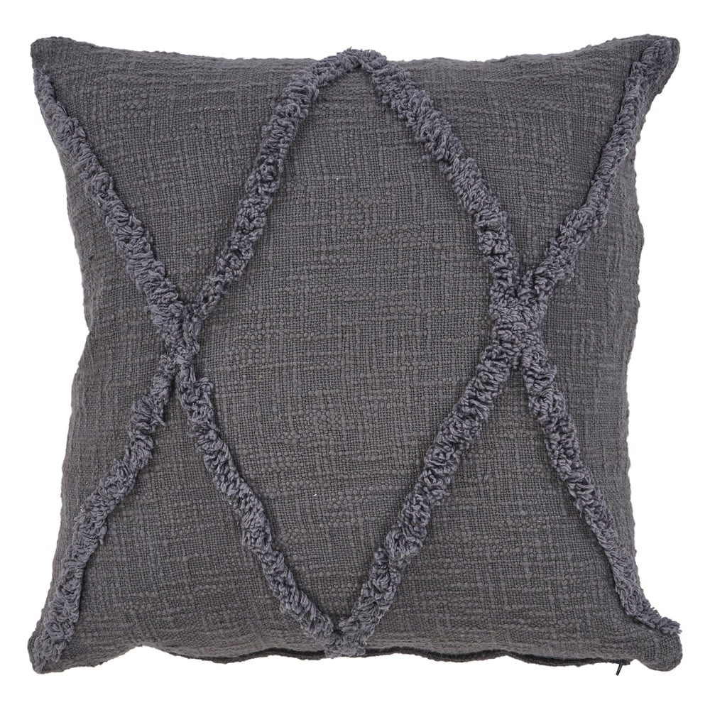 Ox Bay Sara Set of 4 Shag Diamond 20" x 20" Dark Gray Cotton Adult Decorative Throw Pillows