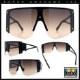 thumbnail image 2 of Womens Oversized Shield Curved Wrap Flat Top Half Rim Plastic Sunglasses Black - Brown, 2 of 8