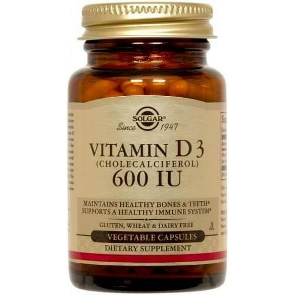 Vitamin D3 (Cholecalciferol), 15 mcg (600 IU), 120 Vegetable Capsules, Solgar