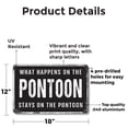 thumbnail image 2 of What Happens On The Pontoon Stays On The Pontoon 12 Inch x 18 Inch Aluminum Metal Sign Sun Splash Secrets Durable Weatherproof Perfect for Docks Marinas Lake Houses Fun Gift for Boaters, 2 of 6