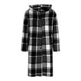 thumbnail image 4 of Baberdicy Women's Plus Size Long Hooded Trench Coat, Warm Plaid Wool Blend Overcoat , Plaid Hooded Trench, Long Wool-Blend Coat, Plus-Size Overcoat Black L, 4 of 5