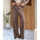 thumbnail image 5 of Pantalón Deportivo de Cintura Alta y Pierna Recta para Mujer, Cómodo Interior, Cordón Ajustable, Bolsillo para Hacer Ejercicio Marrón XL, 5 of 9