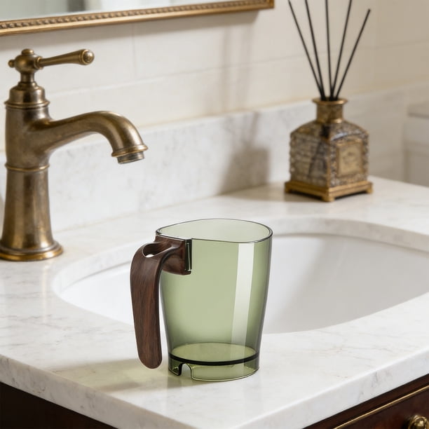 Vaso de plástico para cepillo de dientes y enjuague bucal para lavabo de baño | Vaso de enjuague de boca ancha para el cuidado bucal diario | Base antideslizante para encimera de baño de dormitorio