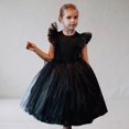 thumbnail image 2 of Otqutp A Line Baby Girls Dress Toddler Kids Baby Girl Ruffle Pageant Party Wedding Tulle Dress Girl Short Sleeve Princess Dresses 2-7 Years(Black,5-6 Years), 2 of 6