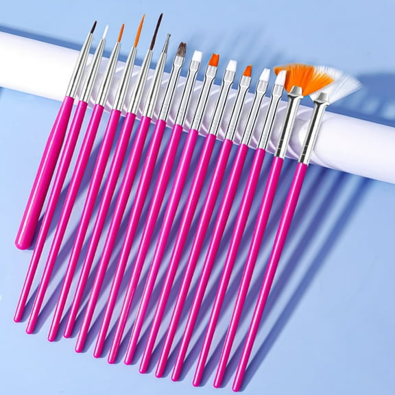 opvise 15 Pcs Nail Art Brush Kit,DIY Gradient Blooming Effect Nail UV Gel Liner Brush Drawing Pen Nail Salon Supply
