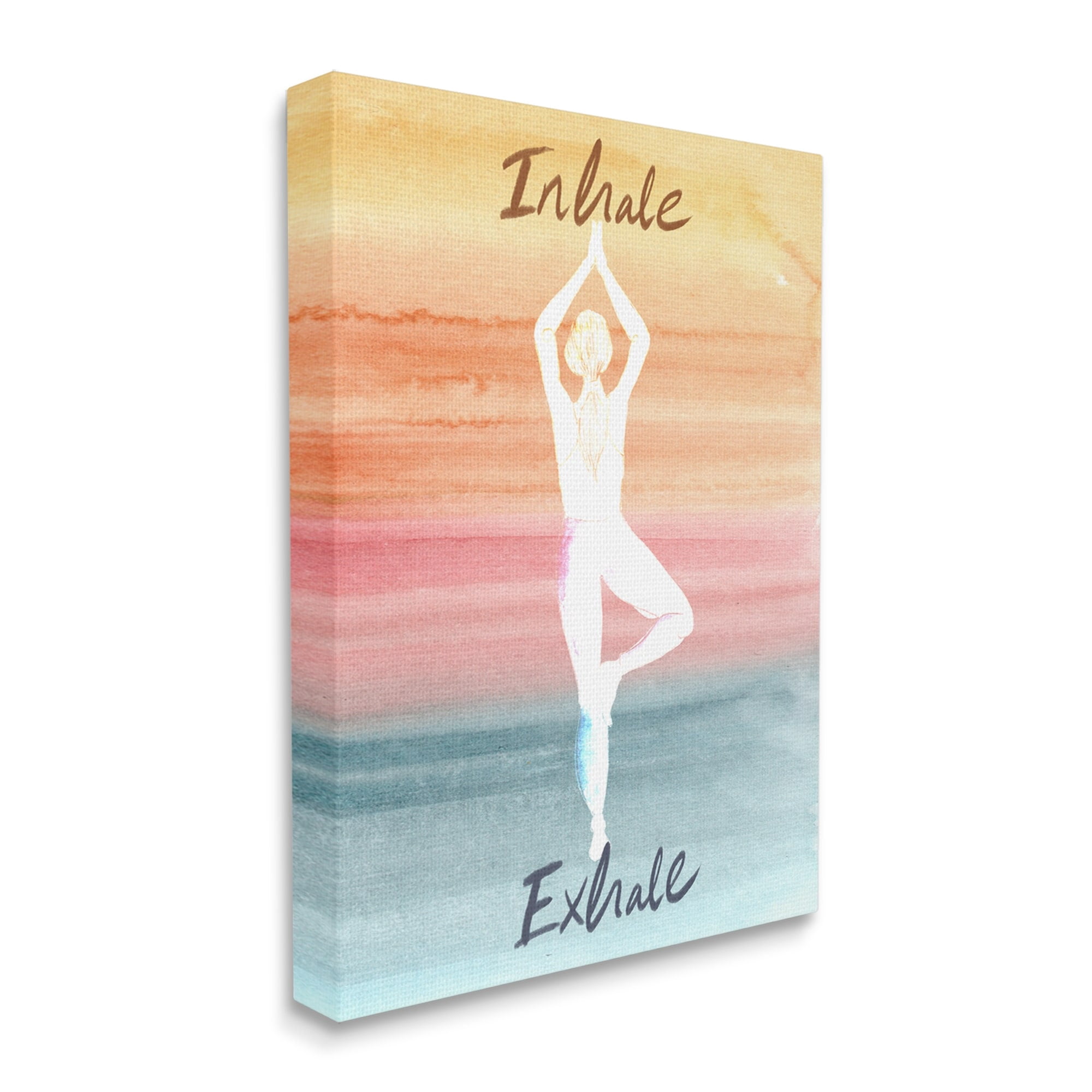 Stupell Industries Inhale Exhale Soothing Yoga Pose Watercolor Effect Canvas Wall Art, 30 x 40, Design by Kate Eldridge