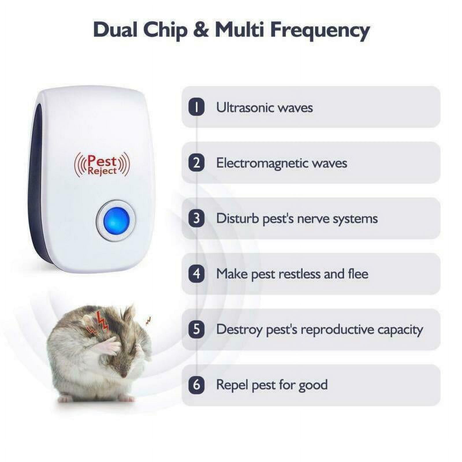 Ultrasonic Pest Repeller 6 Pack, Pest Control Ultrasonic Repellent, Electronic Insects & Rodents Repellent