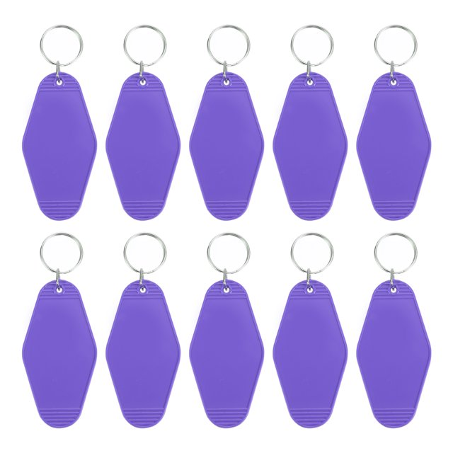 Unique Bargains Vintage Motel Keychain Blank Hotel Keychains Rhombus Retro Key Tag, Purple, 10 Pack