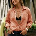 thumbnail image 2 of UDAUDU Denim Shirts Women Crop Tops Long Sleeve Button Down Blouse V Neck Casual Top 2026 Fall Fashion Jackets Camel 2XL, 2 of 8