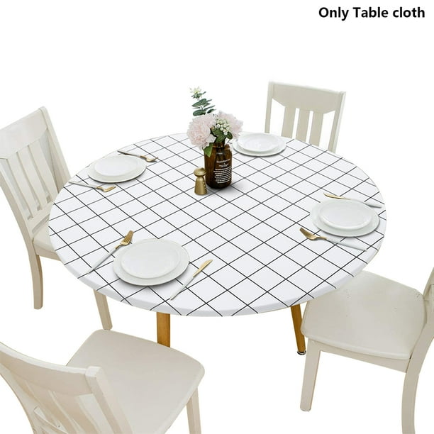 Cover Table Cloth With Elastic Band Polyester Oilproof For Round Desk Com Cover Table Cloth With Elastic Band, How To Make A Round Table Cover With Elastic