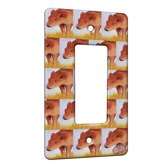KuzmarK™ 1 Gang Rocker Wall Plate - American Bison Buffalo Calf Wildlife Modern Art by Denise Every