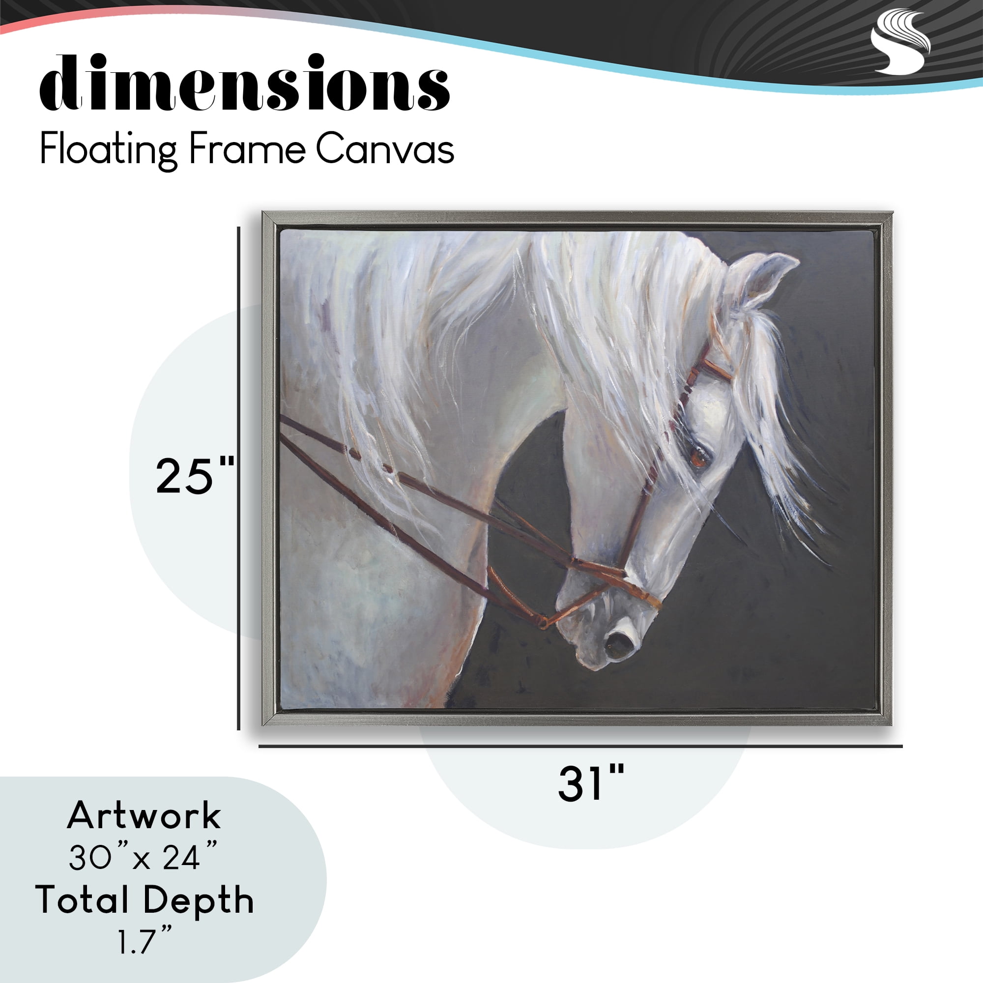 Stupell Industries Majestic White Mare Gray Framed Floater Canvas Wall Art, design by Jadei Graphics