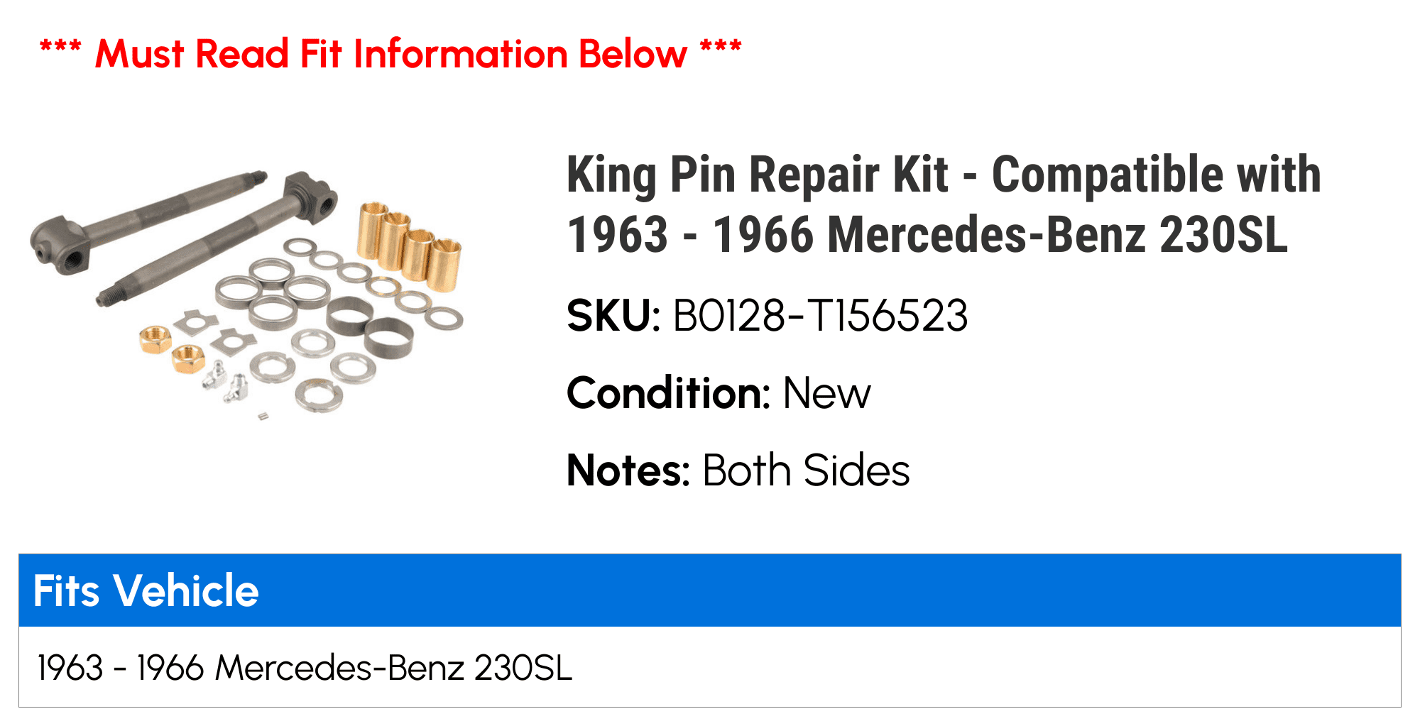 King Pin Repair Kit - Compatible with 1963 - 1966 Mercedes