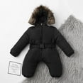 thumbnail image 4 of Baby Winter Snowsuit Coat Cute Romper Hooded Footie Zip Up Jumpsuit Outerwear Puffer Down Coat Romper Winter Coat Outfits 0-6 Months, 4 of 8