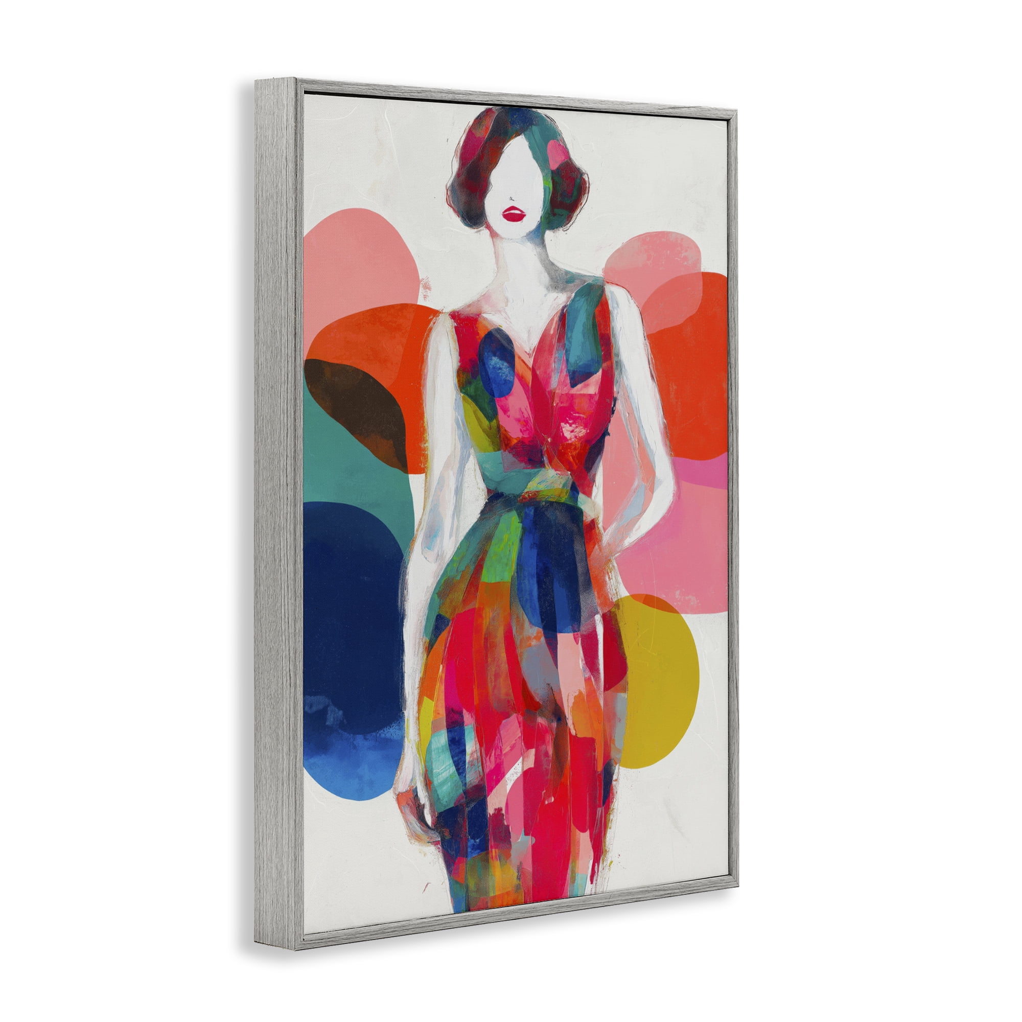 Stupell Industries Deco Fashion Woman Gray Framed Giclee Art, design by Chromatic Storm Studio