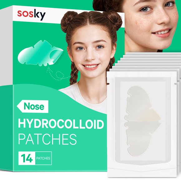 Parches hidrocoloides para la nariz Sosky, 14 unidades, tratamiento para el acné