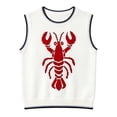 thumbnail image 4 of Pullover Sweaters for Women Lobster Print Round Neck Sleeveless Knit Vest Contrast Design Dense Versatile Top White L, 4 of 4