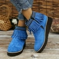 thumbnail image 6 of Leozcaa Women's Chelsea Wedge Boots Platform Casual Suede Slip on Wedge Ankle Booties Fringe Cowboy Boots, 6 of 8