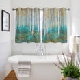 thumbnail image 3 of Teal Yellow Oil Painting Kitchen Curtains Short 45 Inch Length, Contemporary Abstract Art Grommet Top Bedroom Living Room Curtains, Light Filtering Cafe Curtain Drapes 2 Panels Set 84''x45'', 3 of 9