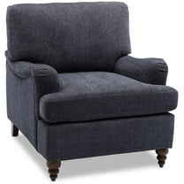 Pemberly Row Navy Blue Polyester Fabric Upholstered Transitional Arm Chair