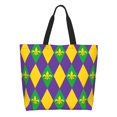 thumbnail image 1 of Balery Mardi Gras Bolsa Tote Estilo Estético con Cremalleras, Bolsa de Hombro, Bolsa de Compras Grande y Plegable, 1 of 8