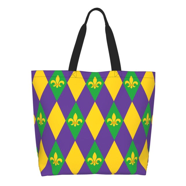 Balery Mardi Gras Bolsa Tote Estilo Estético con Cremalleras, Bolsa de Hombro, Bolsa de Compras Grande y Plegable