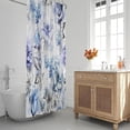 thumbnail image 2 of Blue Flowers and Grey Leaves Shower Curtain Sets,Watercolor Rose Floral Bathroom Curtains,Modern Minimalist Bath Curtain, Waterproof Fabric with 12 Hooks 72x72 Inches, 2 of 6
