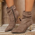 thumbnail image 4 of SACFOF Sexy Slouch Ankle Boots for Women with Fashion Mid Stiletto Heels Pointed Toe Bootie, 4 of 6