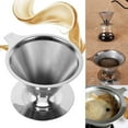 thumbnail image 3 of Stainless Steel Coffee Filter, Asixx Stainless Steel Coffee Dripper Stainless Steel Pour Over Coffee Dripper Double Layer Mesh Filter Cup Stand Home Office Use, 3 of 8