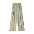 thumbnail image 4 of Plebaso Womens Silk Wide Leg Pants Loose Solid Color High Waist Drape Pants Ladies Casual Long Trousers, 4 of 5