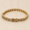 thumbnail image 3 of 7.25 CTS 925 Sterling Silver Gold Plated Natural Rose Cut Champagne Diamond Tennis Bracelet for Women Size 8 Inch, 3 of 5