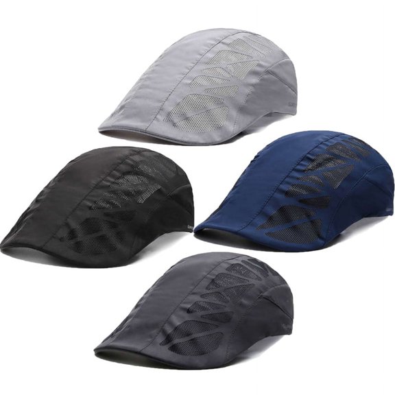 Final Clearance! 4 Packs Breathable Mesh Summer Hat Flat Cap Beret Ivy Gatsby Newsboy Cabbie Caps for Adult and Kid