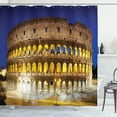 thumbnail image 1 of Ambesonne European Shower Curtain, Historical Colosseum, 69"Wx75"L, Royal Blue Yellow Brown, 1 of 3