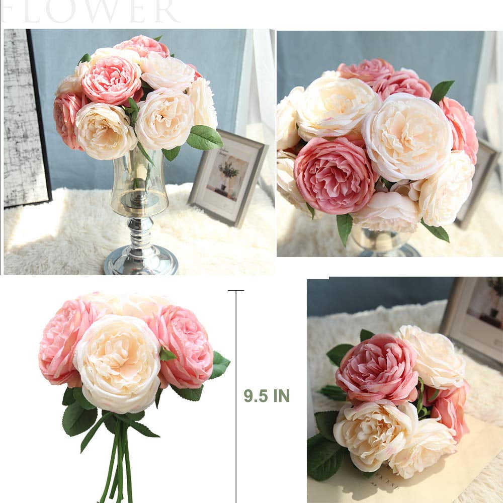 Vintage Peony Artificial Flowers 2 Pack Silk Flowers Bouquet 10 Heads Peony Fake Flowers For Wedding Home Decoration Cream White Walmart Com Walmart Com