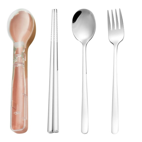 Spoons and Forks Set Stainless Steel Stainless Steel Portable Cutlery Three-Piece Set Fork Spoon Chopsticks Cutlery Gold