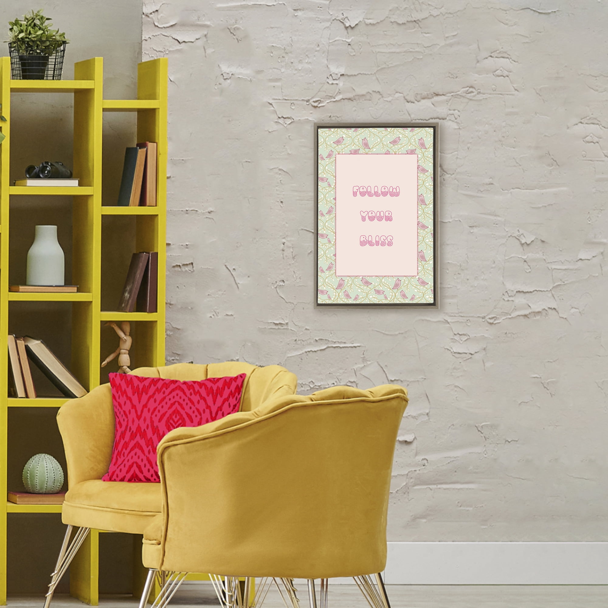 Stupell Industries Follow Your Bliss Brown Framed Floater Canvas Wall Art, design by Pooja Dave