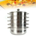 thumbnail image 3 of 5 Layer Stainless Steel Cooking Pot Steam Cooker Pan Steamer Cookware Set with Glass Lid, 3 of 24