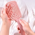 thumbnail image 4 of Curved Vented Styling Brush, Ribbed Structure Round Teeth Paddle Hair Detangling Comb Volumizing Prevent Scratch  for Hair Salon Use, 4 of 8