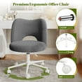 thumbnail image 4 of Romorgniz Adjustable Vanity Chair with Backrest Teddy Velvet Swivel Desk Chair with Wheels, Space-Saving Makeup Computer Chair, Grey, 4 of 8