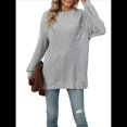thumbnail image 3 of Camisa de Larga para Mujer, Suéter de Otoño, Túnica Informal, Ropa Holgada de Otoño con Bolsillos. Gris L, 3 of 10