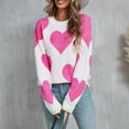 thumbnail image 2 of NMMUED Valentine's Day Sweater for Women Heart Print Love Heart Print Sweater Loose Fit Valentine Love Gifts for Her Cute Sweaters Round Neck Valentine's Day Tops Women (S-XL), 2 of 5