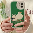 thumbnail image 5 of Compatible with iPhone Case,Cute Kawaii Bunny Duck PU Leather Bumper Camera Lens Protection Soft Shockproof Cover Phone Case (Green,iPhone 11), 5 of 6